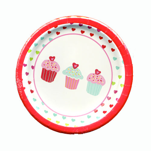 Red Border Cupcake 6.75" Plates (No labels)