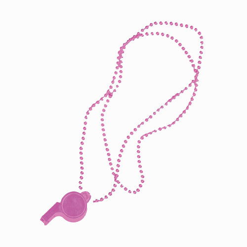 Pink Beaded Necklace with Whistle