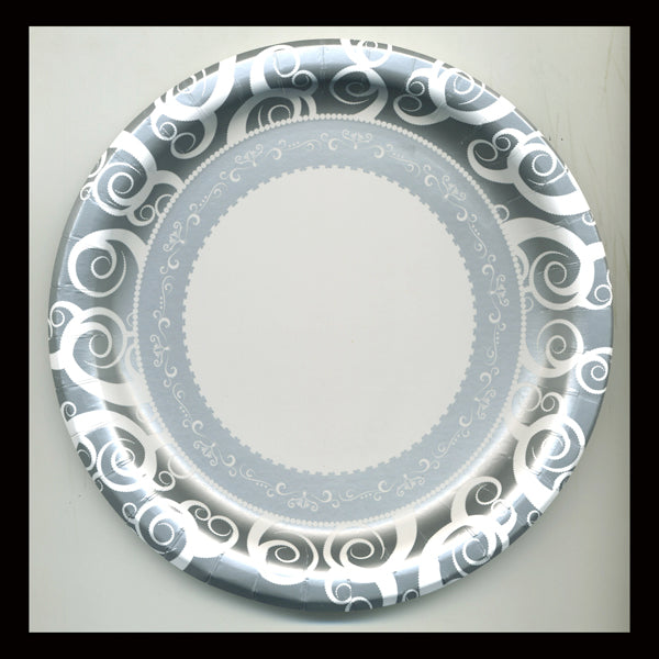 Silver Swirls 6.75" Plates- No Labels