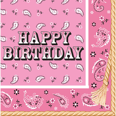 Pink Bandana Cowgirl "Happy Birthday" Luncheon Nap