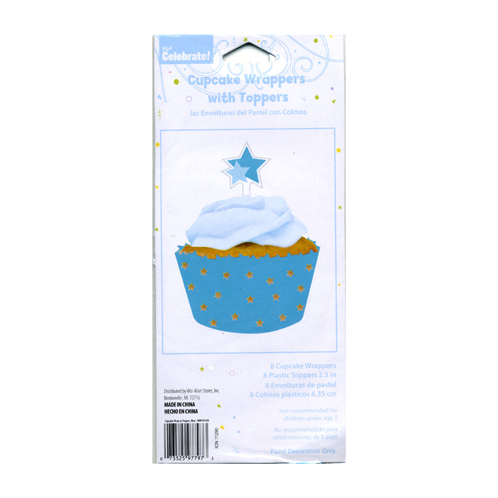 Cupcake Wrappers with Toppers Blue-144