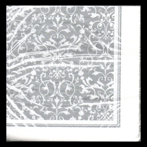 Shimmering Silver Damask Luncheon Napkins-B622