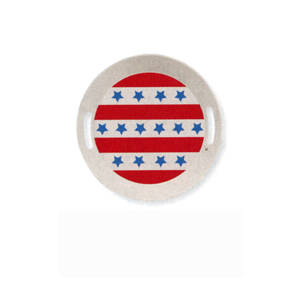 Patriotic Round 10" Hard Plastic Tray with Handles