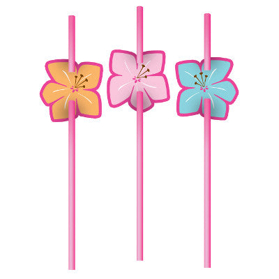 Pink Luau Fun Straws with Attachment