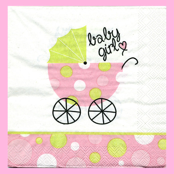 Baby Carriage Girl Luncheon Napkins-B105