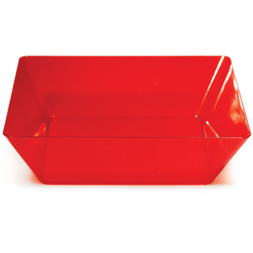 Red 11" Plastic Square Bowl-DS