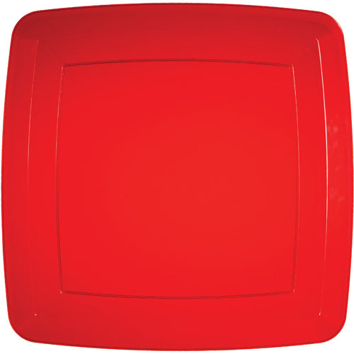 Red 10.25" Plastic Square Plate-DS