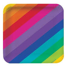 Rainbow Square 7 " Plates- No labels
