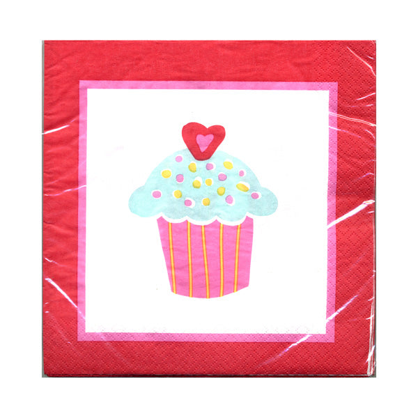 Red Border Cupcake Luncheon Napkins-B526