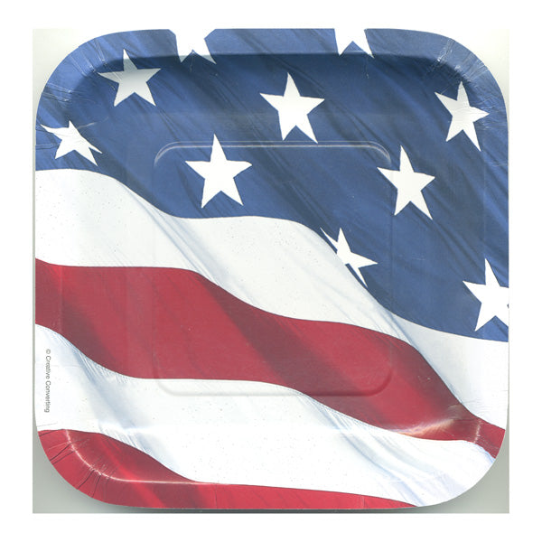 Waving Flag 9 inch Square Plates