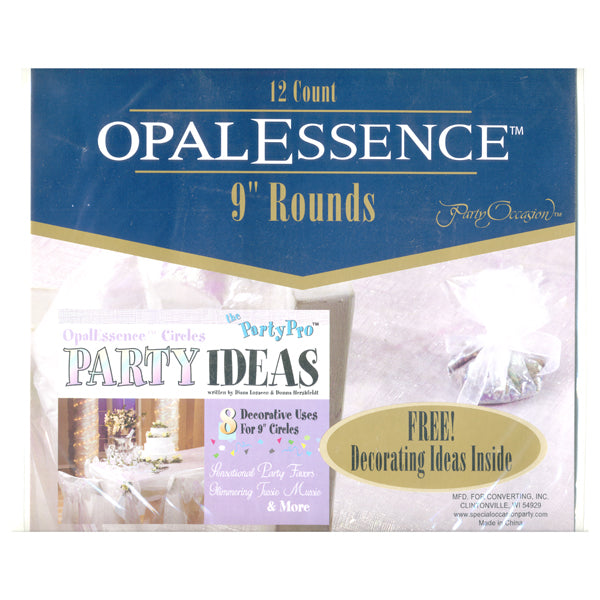 Bridal Lace Opal 9" Round Tulle <span style="color:#e32619;">(24 packages per case)</span>