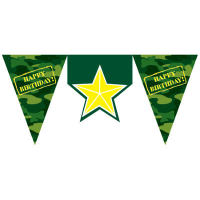 Camo Gear Shaped Flag Banner