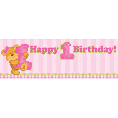 Bear's First Birthday Girl Giant Banner