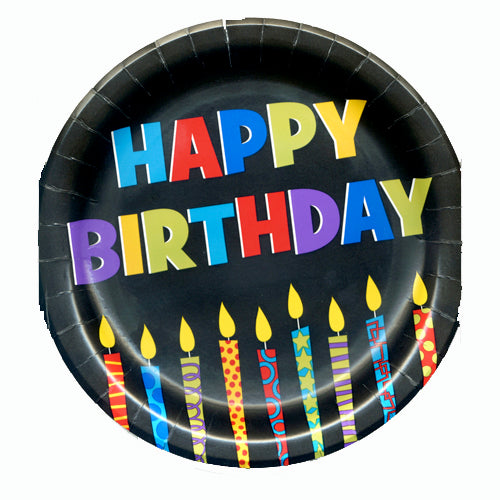 Happy Birthday Candles 9" Plates- No Labels