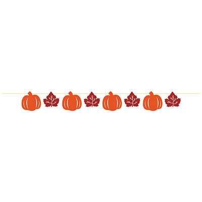 Pumpkin and Leaves Ribbon Banner