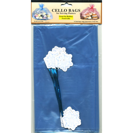 Blue Cello Bags with Snowflake Twist Ties