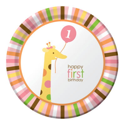 Sweet at One Girl 8.75" Plates- No Labels