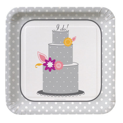 I Do Cake Square 10" Plates
