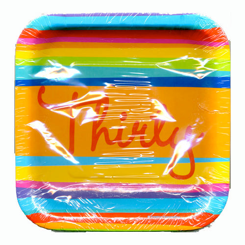 Birthday Stripes Square 7" Plates