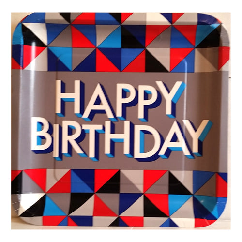 Diamond Birthday 9 inch Square Plates - No Labels