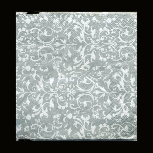 Shimmering Silver Damask Beverage Napkins-B625