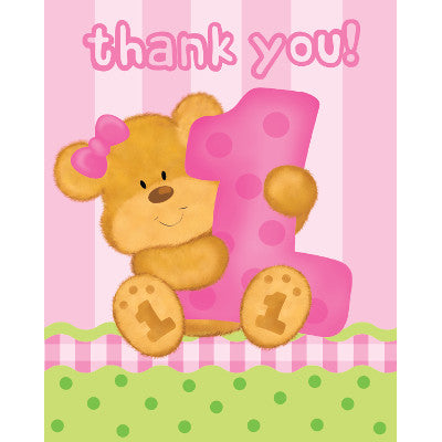 Bear's First Birthday Girl Thank You's
