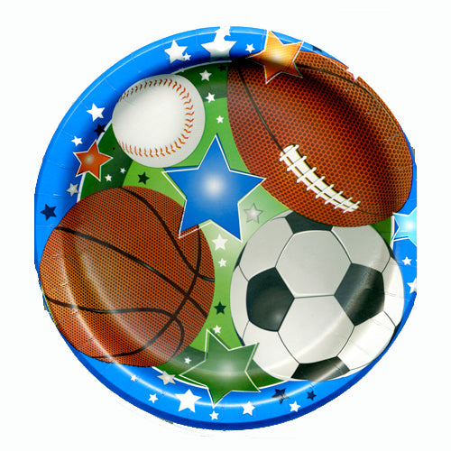 Party! All Sports 8.75" Plates - No labels <span style="color:#e32619;">(24 packages per case)</span>