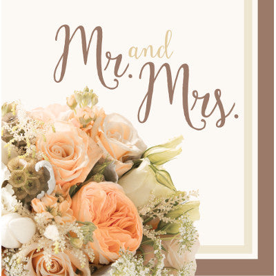 Mr. and Mrs. Rose Gold Bouquet Luncheon Napkins-B724