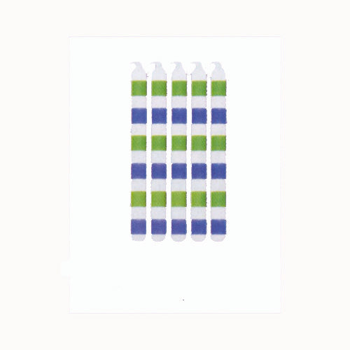Blue, Green and White Striped Candles <span style="color:#e32619;">(24 packages per case)</span>