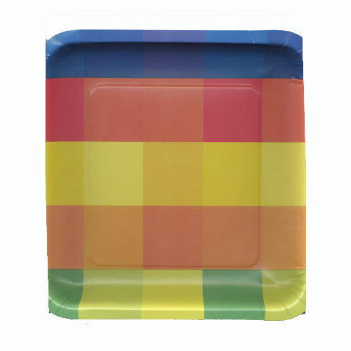 Primary Check Square 9" Plates- No Labels