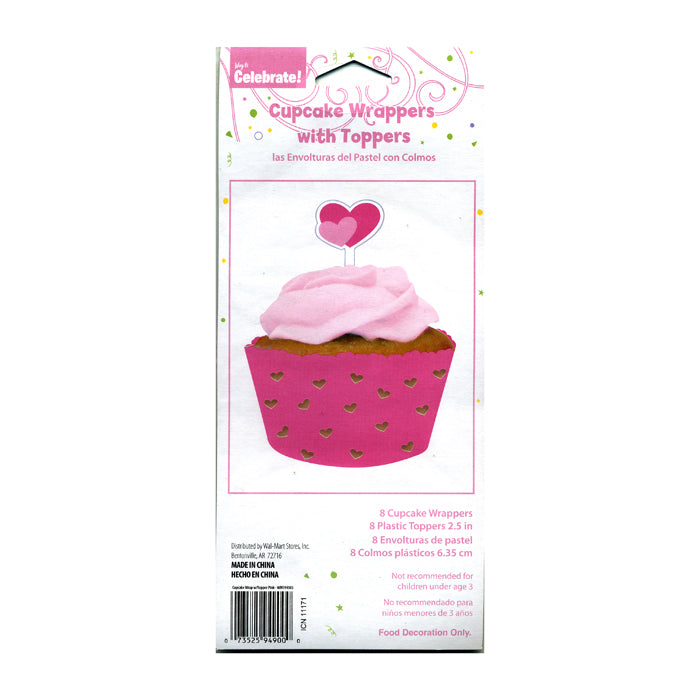 Cupcake Wrappers with Toppers Pink-144