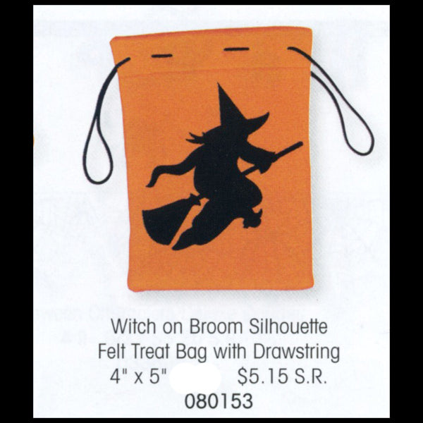 Witch on Broom Silhouette Felt Treat Bags