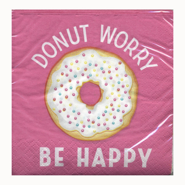 Donut Party (Worry) Beverage Napkins-B721 <span style="color:#e32619;">(24 packages per case)</span>