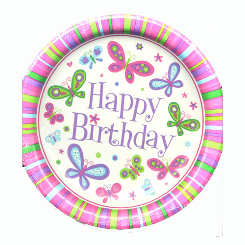 Butterfly Birthday 8.75" Plates- No Labels