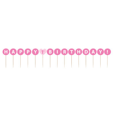 Happy 1st Birthday (Girl) Pick Candle