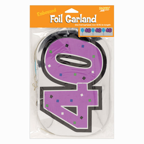 Embossed Foil Garlands 40th Birthday