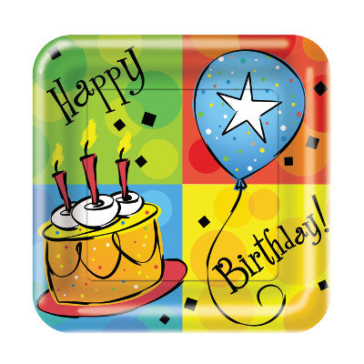 Cake Celebration 7 inch Square Plates-No Labels