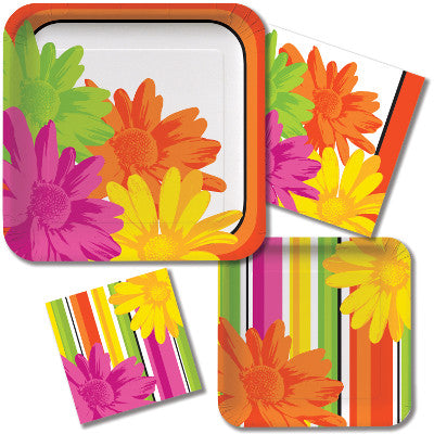 Floral Stripes 9 inch Square Plates