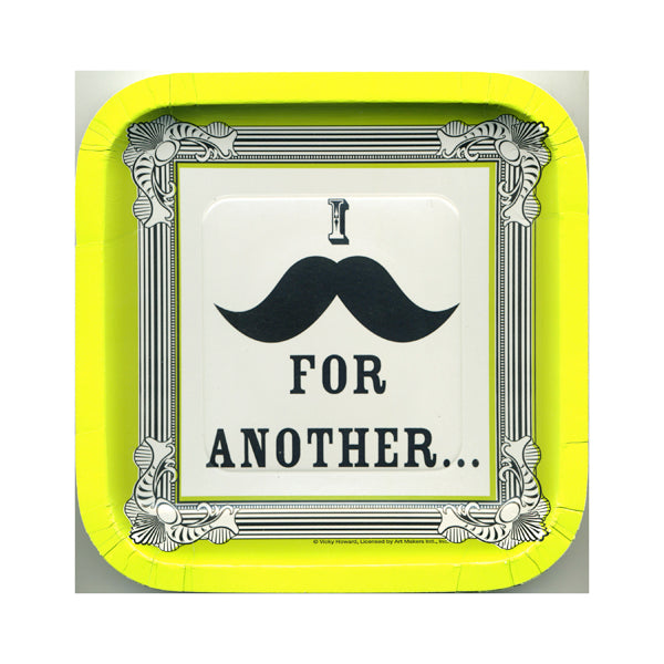 Lime Mustache 7" Square Plates- No labels