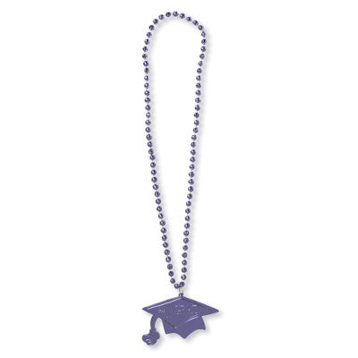 Bead Necklace Grad Purple with Medallion 33"