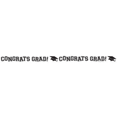 Congrats Grad White Crepe Streamer