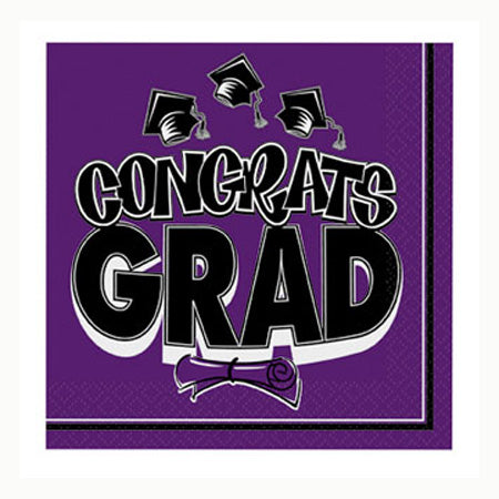 Congrats High Count Purple Beverage Napkins