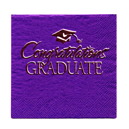 Congrats II Purple High Count Beverage Napkins
